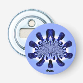 ARTHUR ~ CUTE! Shades Blue en White 3D Fractal ~ Button Flesopener