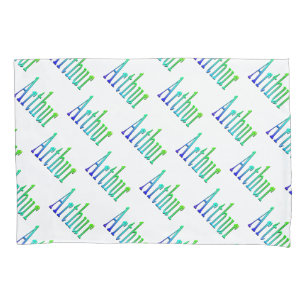 Arthur naam in groen en blauw, kussensloop