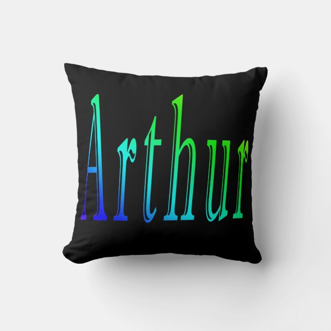 Arthur, naam, Logo, Black Throw Cushion. Kussen (Voorkant)