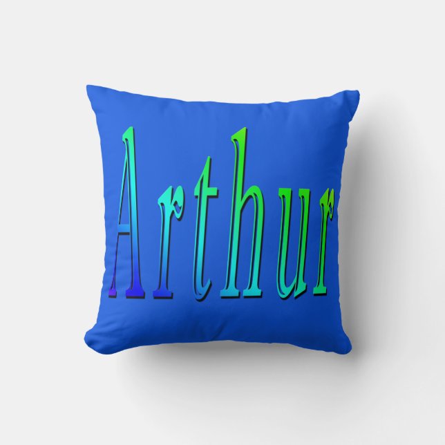 Arthur, Nom, Logo, Coussin à Throw Bleu. (Recto)