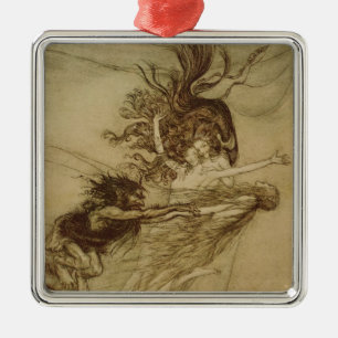 Arthur Rackham De Rhinemaidens die Alberich tedr Metalen Ornament