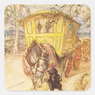 Arthur Rackham - De wind in de wilde vaart Vierkante Sticker