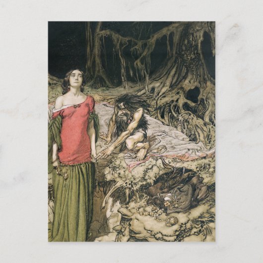 Arthur Rackham | De wol van Grimhilde, de mot Briefkaart (Voorkant)