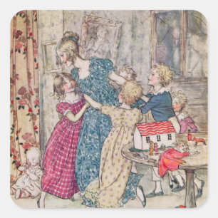 Arthur Rackham Een doorblote en welvarende groep Vierkante Sticker