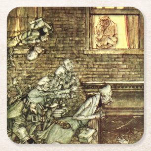 Arthur Rackham - Een kerstkarol - Ghosts Vierkante Kartonnen Onderzetter