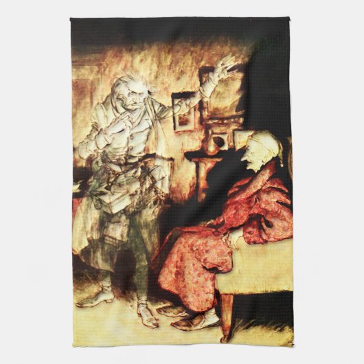 Arthur Rackham - Een kerstkarol - Scrooge Theedoek (Verticaal)