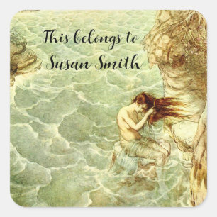 Arthur Rackham Illustratie Nymph op een rots Vierkante Sticker