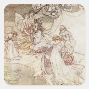 Arthur Rackham   Illustratie voor een sprookje, Fa Vierkante Sticker