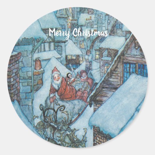  Arthur Rackham Kerstgroeten Ronde Sticker (Voorkant)