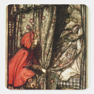 Arthur Rackham Kleine rode rijkap Vierkante Sticker