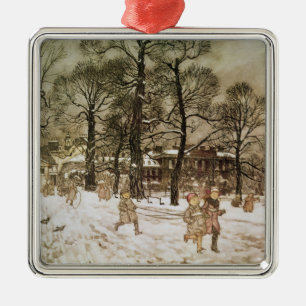 Arthur Rackham Winter in Kensington Gardens van Metalen Ornament