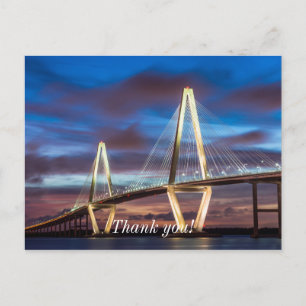 Arthur Ravenel Bridge 's nachts Briefkaart