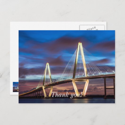 Arthur Ravenel Bridge 's nachts Briefkaart (Voorkant / Achterkant)