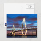 Arthur Ravenel Bridge 's nachts Briefkaart (Voorkant / Achterkant)