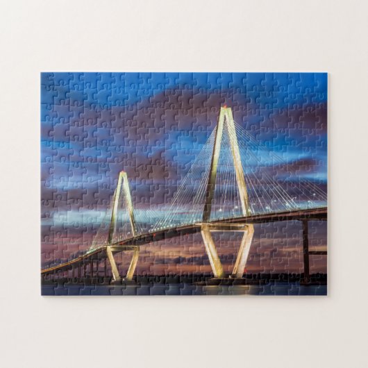 Arthur Ravenel Bridge 's nachts Legpuzzel (Horizontaal)
