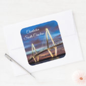 Arthur Ravenel Bridge 's nachts Vierkante Sticker (Envelop)