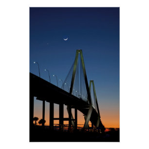 Arthur Ravenel Jr. Bridge in Dusk Perfect Poster