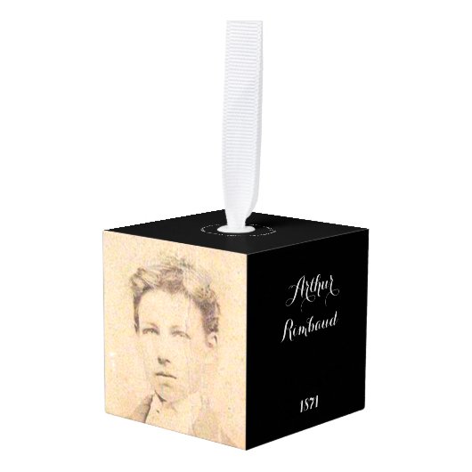 Arthur Rimbaud Cube Ornament (Voorkant hoekig)