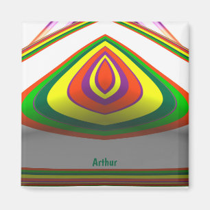 ARTHUR ~ SQUARE EYE 3D Fractal Green Yellow ~ Magneet