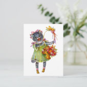 Arthur Theile Kitty Kat met Bloemenmand Briefkaart (Staand voorkant)