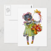 Arthur Theile Kitty Kat met Bloemenmand Briefkaart (Voorkant / Achterkant)