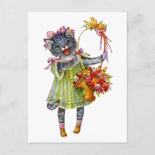 Arthur Theile Kitty Kat met Bloemenmand Briefkaart (Voorkant)