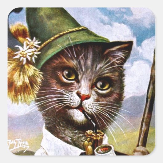 Arthur Thiele - Bavarian Alps Cat Vierkante Sticker (Voorkant)