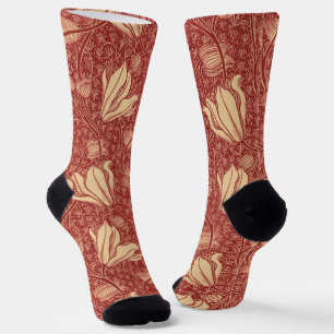 Arthur Wilcock The Lily Vintage Bloem Rood Patroon Sokken