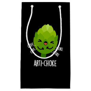 Arti-choke Funny Veggie Artichoke Pun Dark BG Klein Cadeauzakje