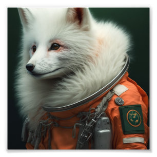 Artic Fox Astronaut Foto Afdruk