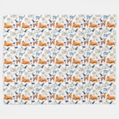 Artic Pattern Waterverf Northern Polar Animals Fleece Deken (Voorkant (Horizontaal))
