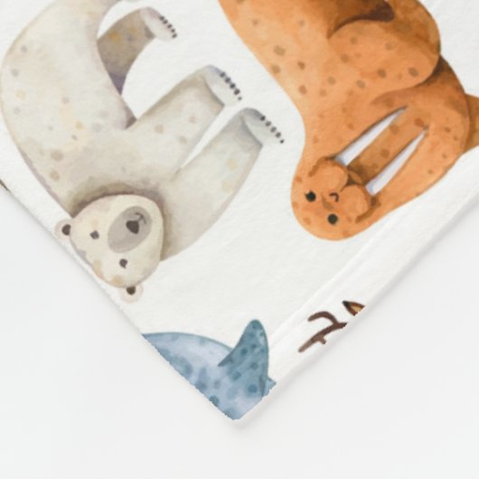 Artic Pattern Waterverf Northern Polar Animals Fleece Deken (Hoek)