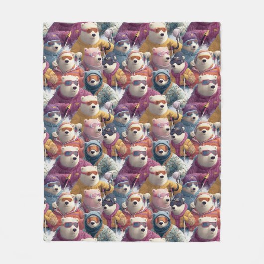 Artic Polar Bears Ski Club Fleece Deken (Voorkant)