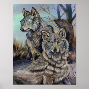 Artic Wolves Wintery Poster