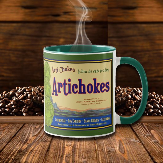 Artichoke Funny Vintage Crate Art Café Mug