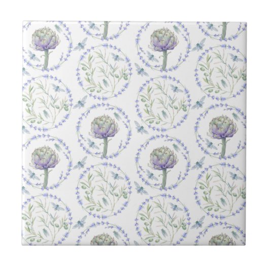 Artichokes Provence with Bee Seamless Ceramic Tile Tegeltje (Voorkant)