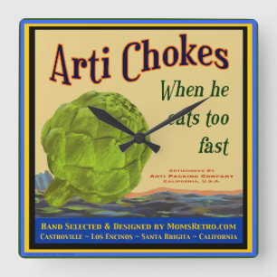 Artichokes Retro Kitchen wandklok Vierkante Klok
