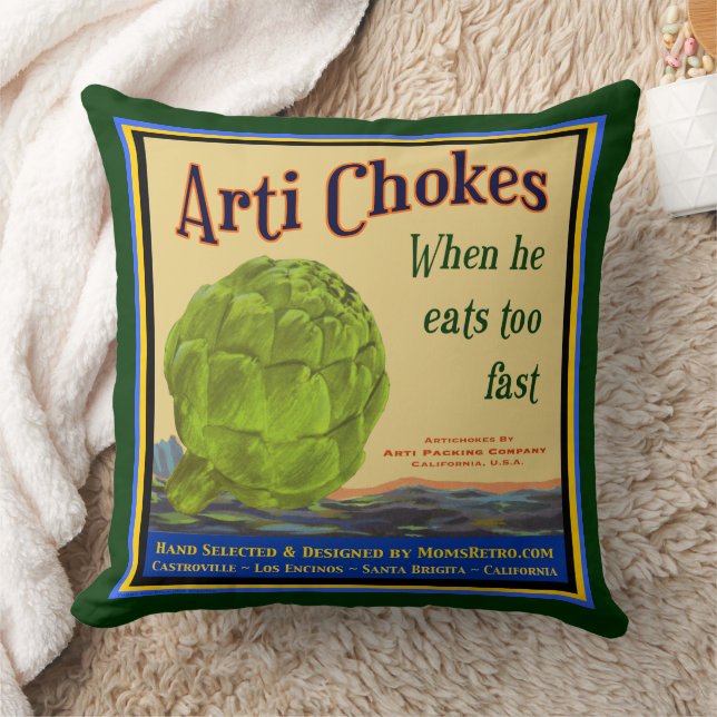 Artichokes Vintage Crate Art Coussin (Couverture)
