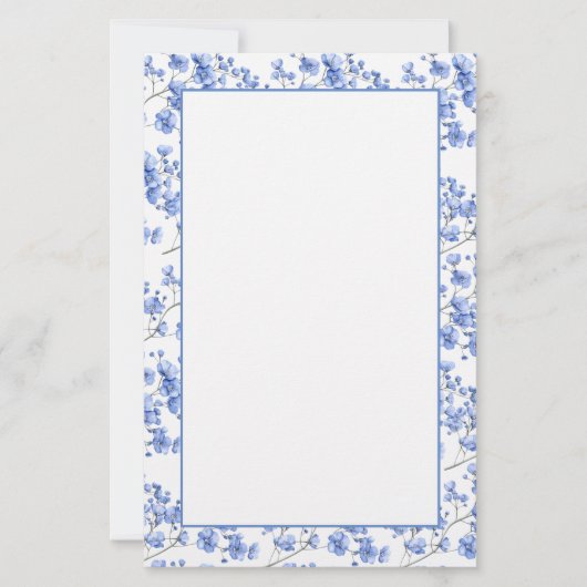 Articles de papeterie fleurs bleues (Devant)