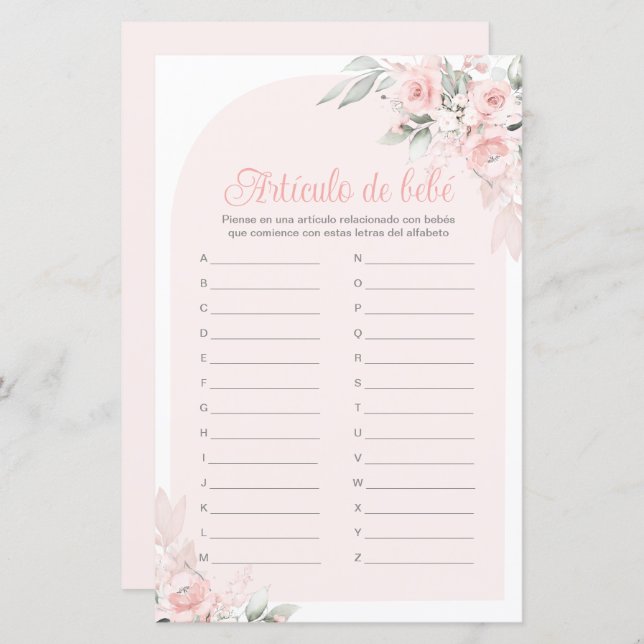 Artículo de bebé juego para Baby shower Niña (Voorkant / Achterkant)