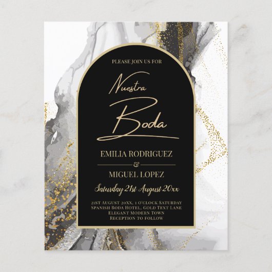 Artículo de boda negro y dorado, bilingüe flyer (Voorkant)