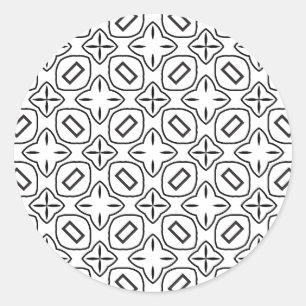 Artiest Black White Geometric X 4 Pointed Star Ronde Sticker
