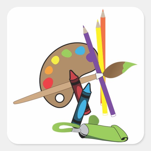 Artiest Color Pallet Vierkante Sticker (Voorkant)