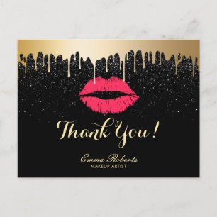 Artiest Gold druppelt op rode lips Salon Dank u Briefkaart