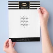 Artiest Gold Lips Moderne Stripes Salon Flyer (Hand)