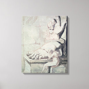 Artiest in wanhoop over de omvang van canvas afdruk
