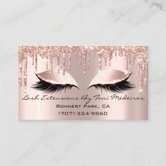 Artiest Lashes Aftercare Glitter Drift Roos PINK Visitekaartje (Voorkant)