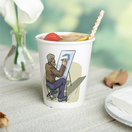 Artiest op het werk papieren bekers