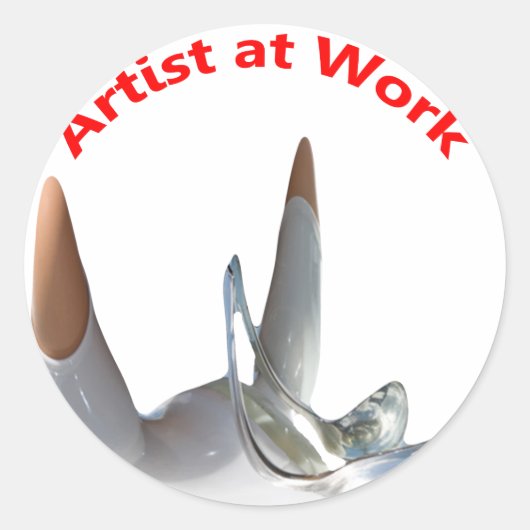 Artiest op het werk ronde sticker (Voorkant)
