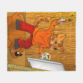 Artiest Painter Cat Fleece Deken (Voorkant (Horizontaal))